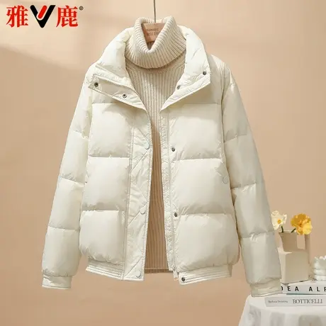 雅鹿2024新款轻薄羽绒服女短款立领保暖百搭时尚潮流妈妈装外套冬图片