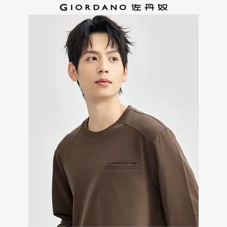 佐丹奴外套男装纯棉口袋卫衣布针织圆领长袖T恤 01024785图片