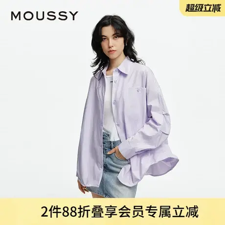 MOUSSY 2025夏季新品多巴胺春游简约宽松长袖衬衫028ISA30-3441商品大图