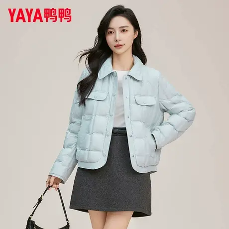 鸭鸭官方正品短款羽绒服女2025年秋冬新款轻薄西装领鸭绒外套潮XH商品大图