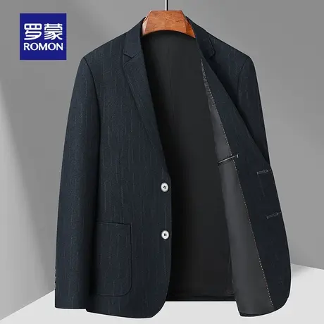 罗蒙男士商务休闲单西外套2025秋季新款职业西装修身弹力纯色西服图片