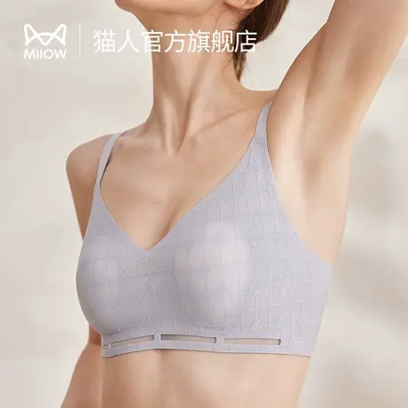 猫人内衣女秋季薄款兔耳朵小胸聚拢防下垂上托无痕侧收副乳文胸J1商品大图