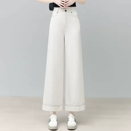 宽松天丝棉牛仔阔腿裤女夏季薄款显瘦小个子九分裤凉爽窄版直筒裤商品大图