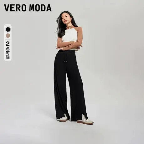 Vero Moda奥莱休闲裤女春秋新款松紧高腰简约通勤宽松阔腿裤子商品大图