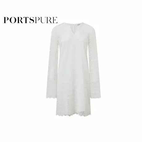 宝姿PORTSPURE女装2025早秋新品法式波西米亚度假蕾丝V领连衣裙商品大图