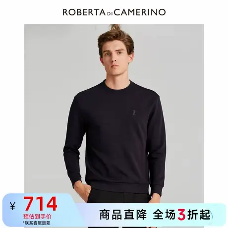 【春季新品】ROBERTA诺贝达商务休闲纯色简约圆领套头卫衣男商品大图