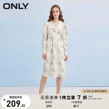 ONLY奥莱夏季时尚气质复古植物印花中长款连衣裙女图片