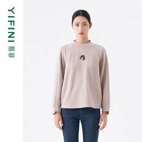 [专柜同款]Yifini/易菲时尚休闲宽松短款卫衣套头衫上衣冬新商品大图
