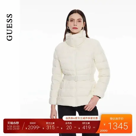 GUESS女士简约纯色松紧腰带鹅绒绗缝羽绒服-YO4W5870商品大图