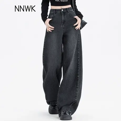 黑色牛仔裤女2025新款超火春装裤子宽松显瘦直筒裤高腰阔腿裤长裤商品大图