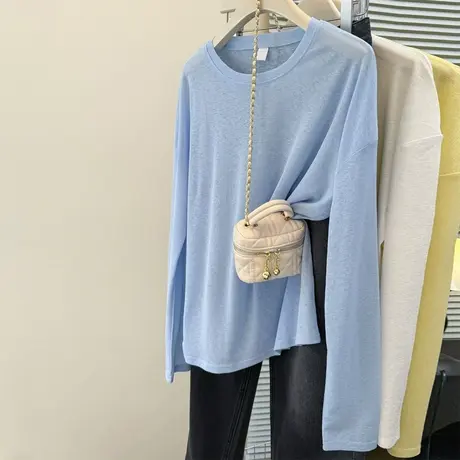 薄款长袖防晒衫女夏季外穿内搭宽松宽松显瘦面膜上衣T恤空调罩衫商品大图