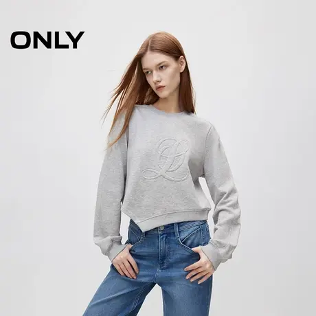 ONLY2024秋冬新款潮流休闲字母印花圆领长袖短款卫衣女|12439S008商品大图