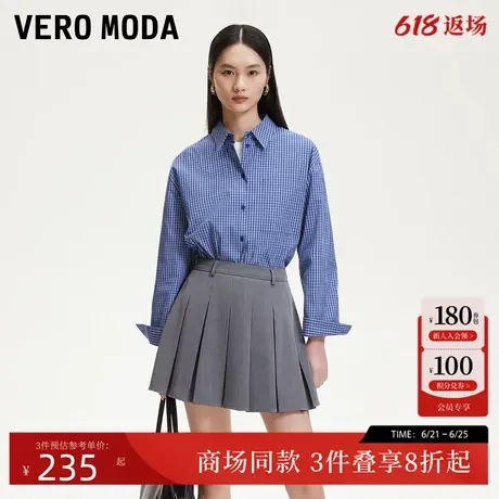 Vero Moda衬衫女2025夏季新款复古学院格纹cleanfit纯棉325105050商品大图