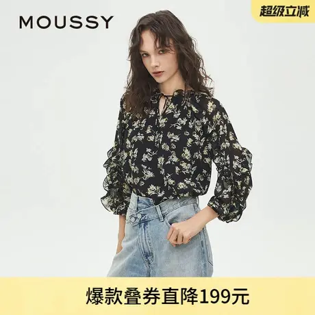 MOUSSY 2025夏季新品法式田园风碎花雪纺长袖衬衫女028ISA30-3131商品大图
