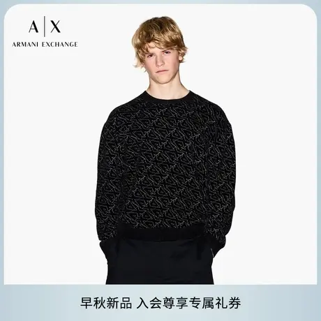 ARMANI EXCHANGE/阿玛尼2025秋季新款男士宽松圆领老花针织衫官方商品大图