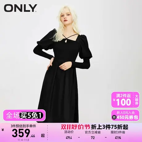 【买4免1】【上新】ONLY奥莱气质女神范小黑裙中长款针织连衣裙女商品大图