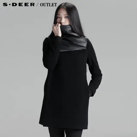 【新品】sdeer圣迪奥专柜正品女装冬装立领拼接大衣3481794图片