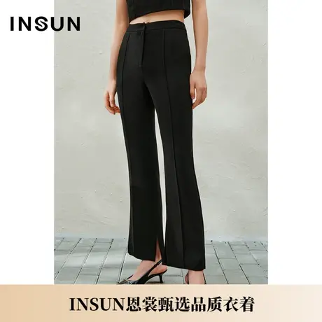 INSUN恩裳夏款斜纹简式显瘦三醋酸微喇裤商品大图