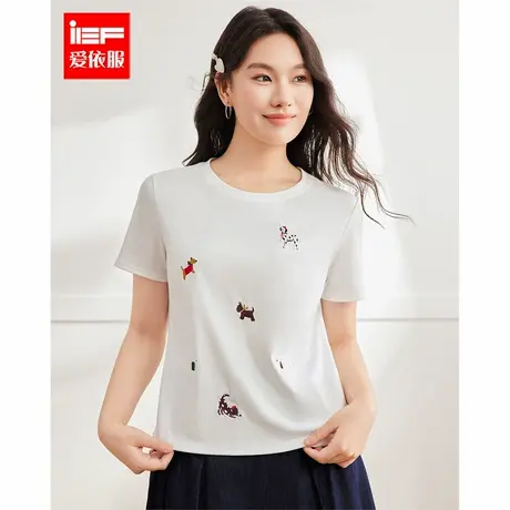 IEF/爱依服【微胖】大码女装2025夏季新款印花简约时尚百搭短T恤商品大图