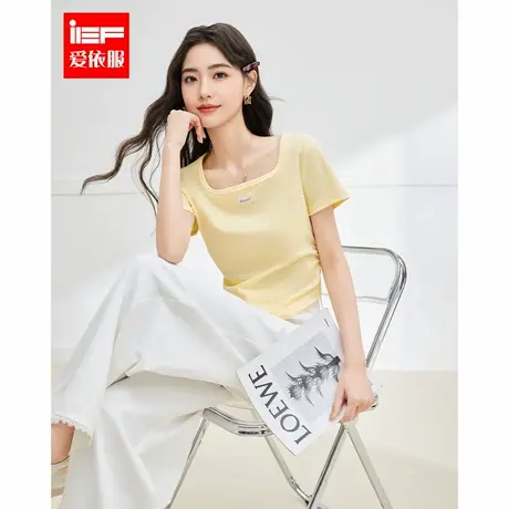 IEF/爱依服短袖上衣2025夏季新款法式甜美气质设计感百搭修身T恤图片