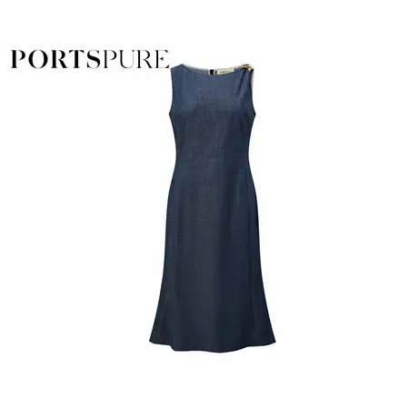 宝姿PORTSPURE女装2025早秋新品甜酷收腰无袖牛仔鱼尾连衣裙商品大图