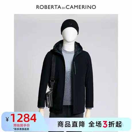 ROBERTA诺贝达23春夏新品短款外套连帽轻薄款白鸭绒羽绒服男上衣图片
