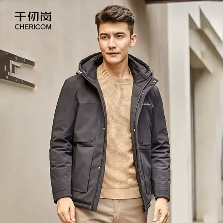 千仞岗秋冬男士连帽加厚休闲夹克短款男外套羽绒服I图片