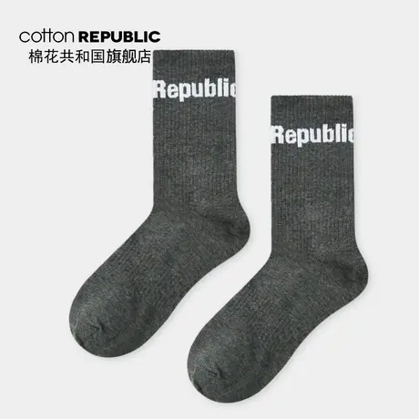 Cotton Republic/棉花共和国男士中筒袜秋冬情侣款休闲提花短袜图片