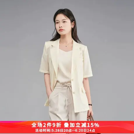 娅丽达通勤气质夏季薄款短袖西装外套女2025新款职业显瘦短款西服商品大图