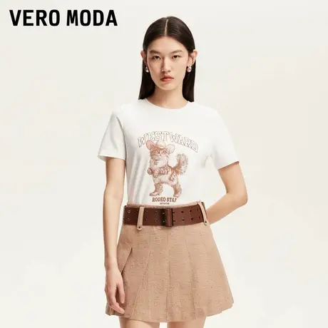 Vero Moda奥莱T恤女2025夏季新款含棉猫咪印花正肩俏皮可爱短袖商品大图