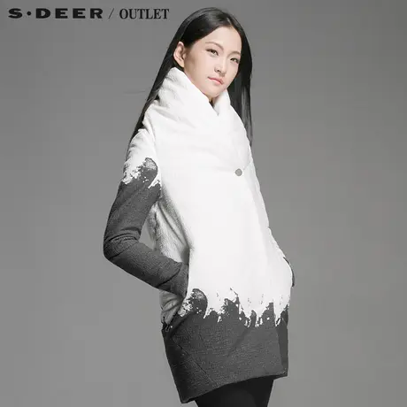 sdeer圣迪奥女装茧型泼墨渲染连帽棉衣S14481901图片