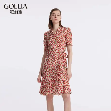 歌莉娅短袖连衣裙女2024夏季新款气质小个子印花茶歇裙1C4R4K230商品大图