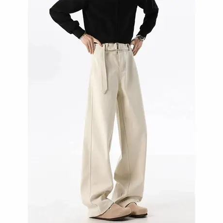 回力星空呢直筒休闲裤子男夏季2025新款潮牌宽松垂感弯刀休闲长裤商品大图