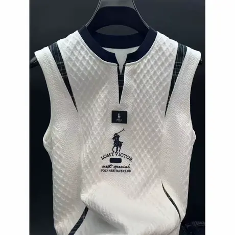 2025夏季新款男士提花背心时尚加肥加大码上衣无袖恤男款个性小衫商品大图