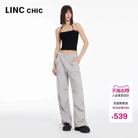 LINCCHIC金羽杰裤子女运动感宽松直筒工装裤女款户外穿搭PA236Y图片