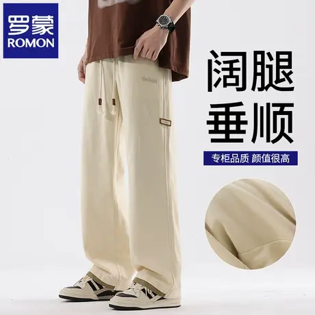 罗蒙高端纯棉男士休闲裤2025夏季薄款宽松透气阔腿直筒长裤子N1Z商品大图
