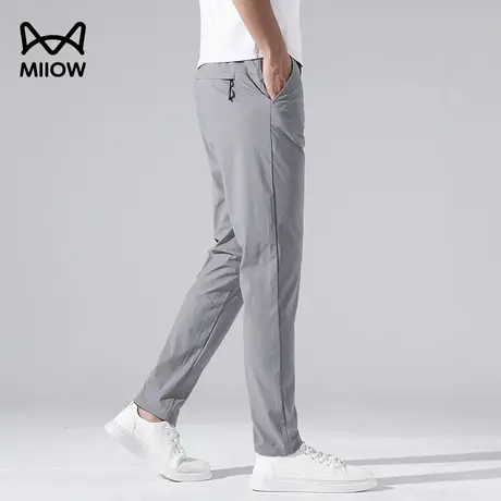 猫人2024年秋季新品男款高弹潮流冰丝休闲裤薄款透气直筒修身长裤商品大图