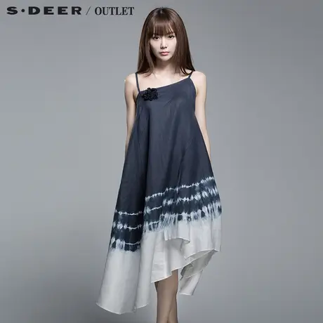 s.deer【新品】圣迪奥女装民族风撞色晕染吊带连衣裙S14281294商品大图