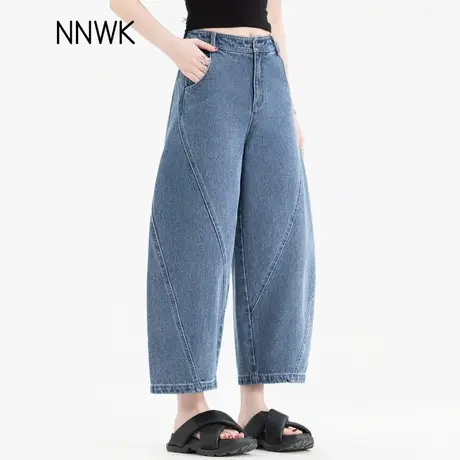 八分牛仔裤女2025新款夏季薄款小个子女士弯刀裤宽松七分裤设计感商品大图