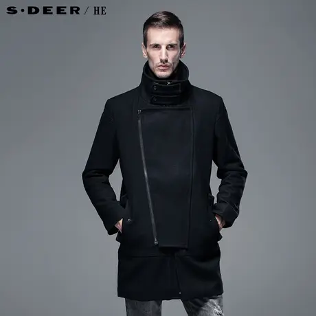 【新品】sdeer圣迪奥专柜正品男装冬装商务款羊毛呢子风衣2471845图片
