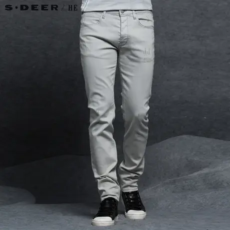 sdeerhe圣迪奥休闲直筒纯色弹力男牛仔长裤H15370881图片