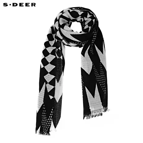 sdeer圣迪奥时尚撞色针织流苏围巾S20383762图片