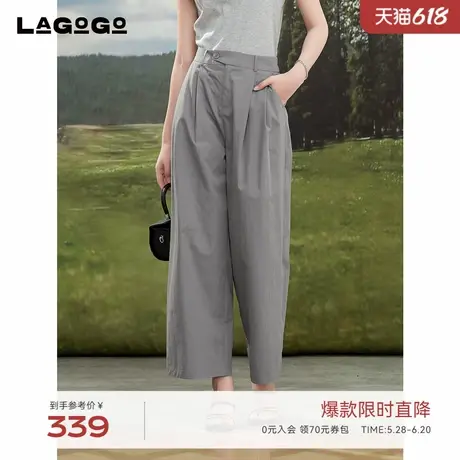 LAGOGO知性通勤百搭休闲裤女拉谷谷2025年夏季新款垂感高腰直筒裤商品大图