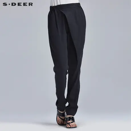 sdeer【🥜新品】🥝圣迪奥女装嘻哈风压褶休闲长裤S16280824商品大图