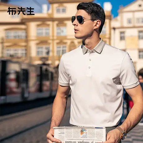 MrBu布先生撞色扁机翻领t恤男2025春夏新款凉感透气短袖衫AT15021图片