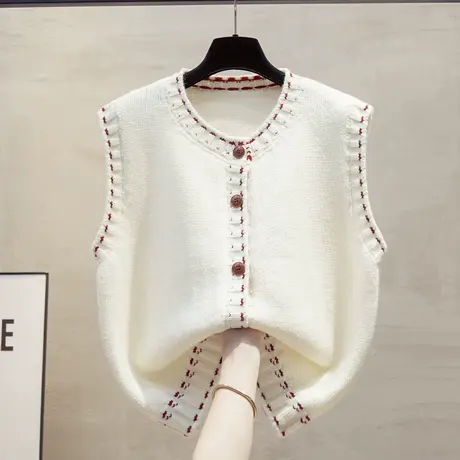 开衫圆领针织马甲背心女2025春秋新款宽松外穿马夹叠穿毛衣坎肩潮商品大图