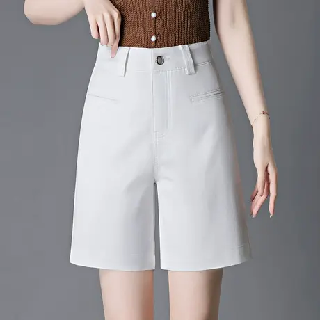 2025夏季新款时尚五分裤女高腰宽松显瘦阔腿直筒裤百搭休闲短裤子图片