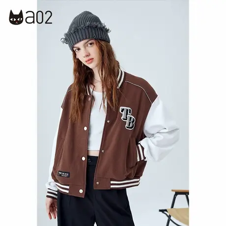a02短款棒球服女秋新款甜酷潮流拼接宽松外套休闲百搭上衣女商品大图