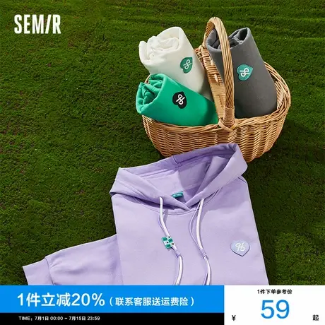 森马马利卫衣女落肩2025春季新款女生宽松连帽运动新年红色帽衫潮商品大图