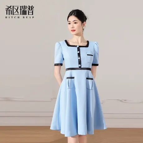 希区瑞普2025春夏新款法式复古收腰显瘦连衣裙女气质百搭裙子商品大图